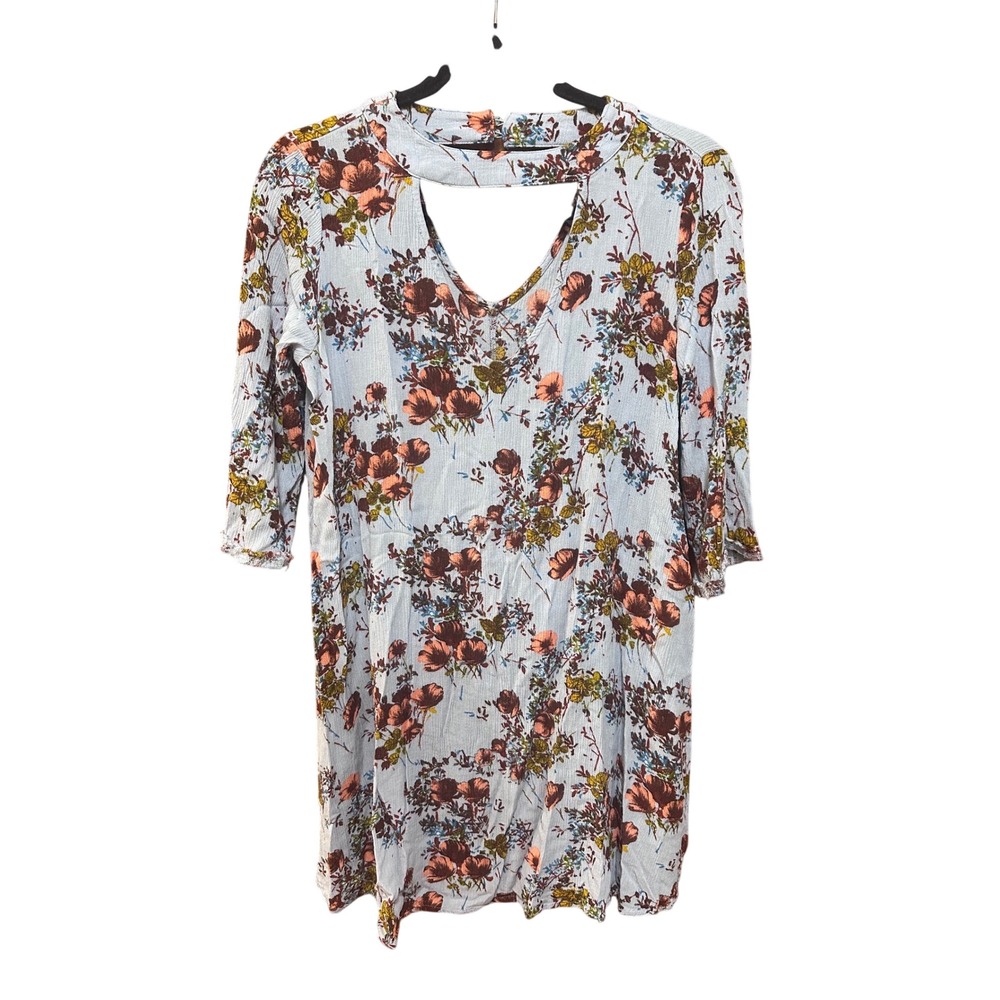 Mossimo Supply Co Floral Choker Neck‎ V-Cutout Shift Dress Blue Small 535226